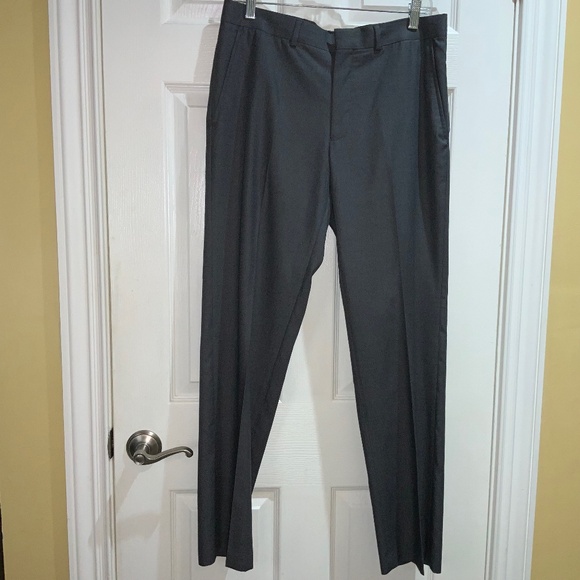 Kenneth Cole Reaction grey dress slacks Sz 32x32 flat front belt loops pockets - Picture 1 of 7